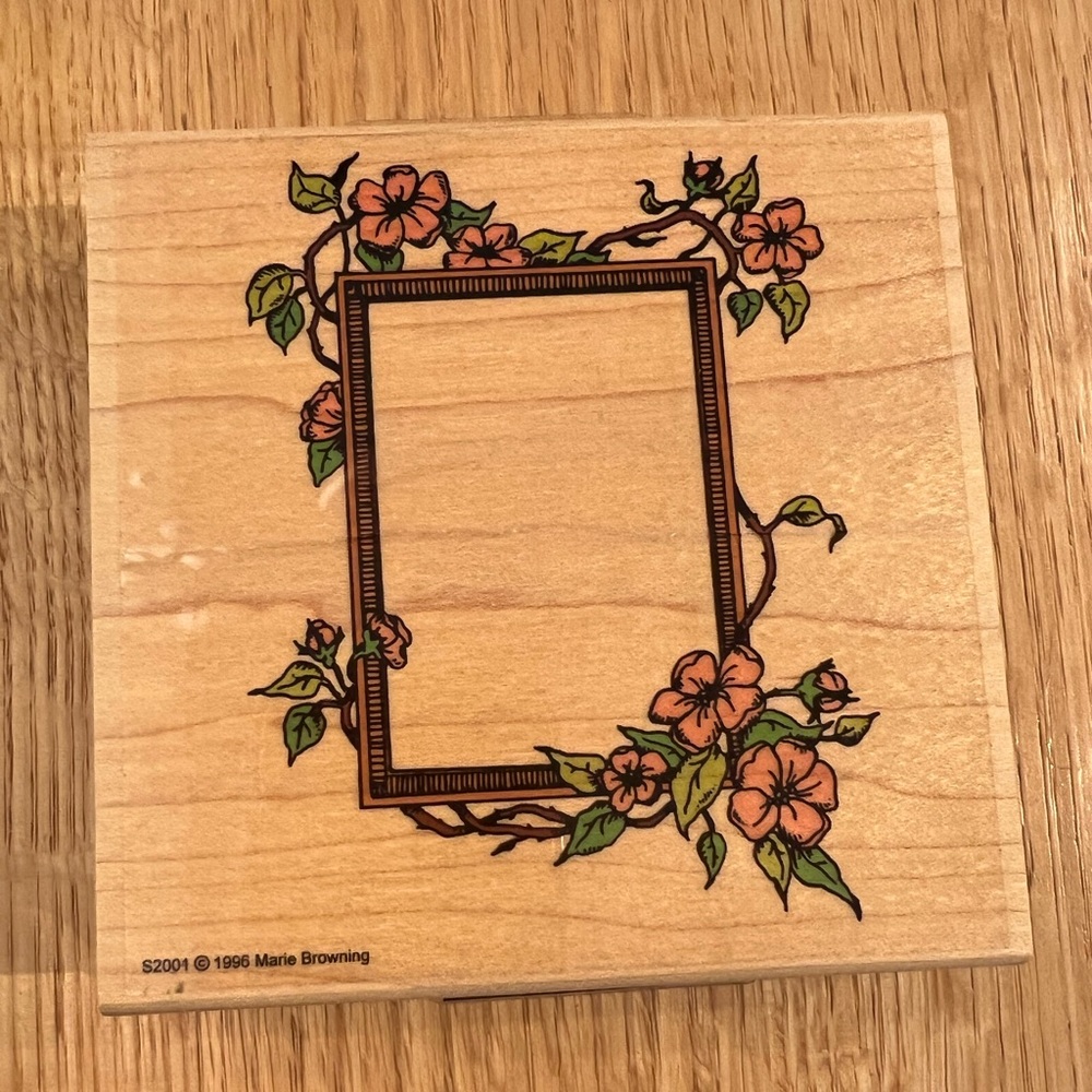 Imprints Graphic Studio Inc. 1996 Stamp Frame with flower vine. 4 1/2 x 4 1/2
